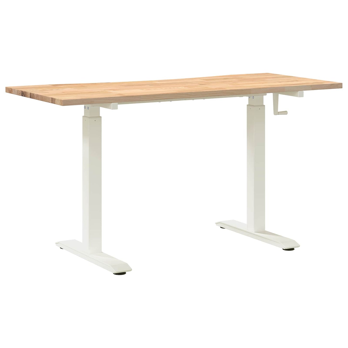 vidaXL Schreibtisch Weiß und Natur 140 x 60 cm Massivholz Eiche
