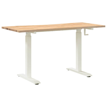 vidaXL Schreibtisch Weiß und Natur 140 x 60 cm Massivholz Eiche