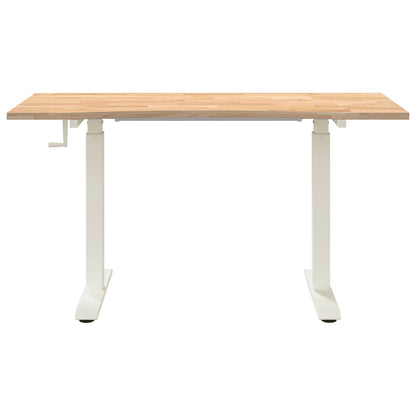 vidaXL Schreibtisch Weiß und Natur 140 x 60 cm Massivholz Eiche