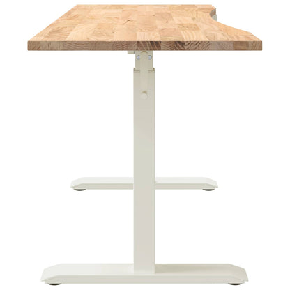 vidaXL Schreibtisch Weiß und Natur 140 x 60 cm Massivholz Eiche