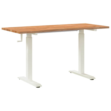 vidaXL Schreibtisch Weiß und Hellbraun 140 x 60 cm Massivholz Eiche