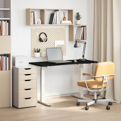 vidaXL Schreibtisch Weiß und Dunkelbraun 120 x 60 cm Massivholz Eiche