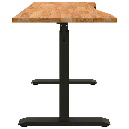 vidaXL Schreibtisch Schwarz und Hellbraun 140 x 60 cm Massivholz Eiche