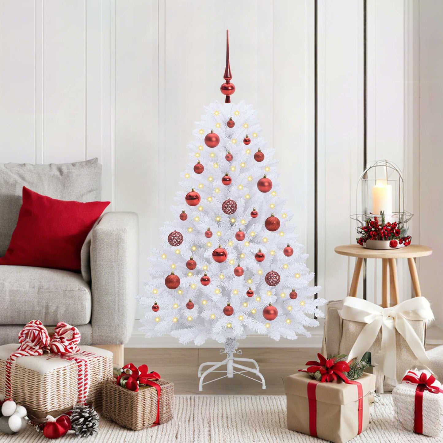 vidaXL Künstlicher klappbarer Weihnachtsbaum Weiß 120 cm PVC und Stahl