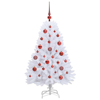vidaXL Künstlicher klappbarer Weihnachtsbaum Weiß 120 cm PVC und Stahl