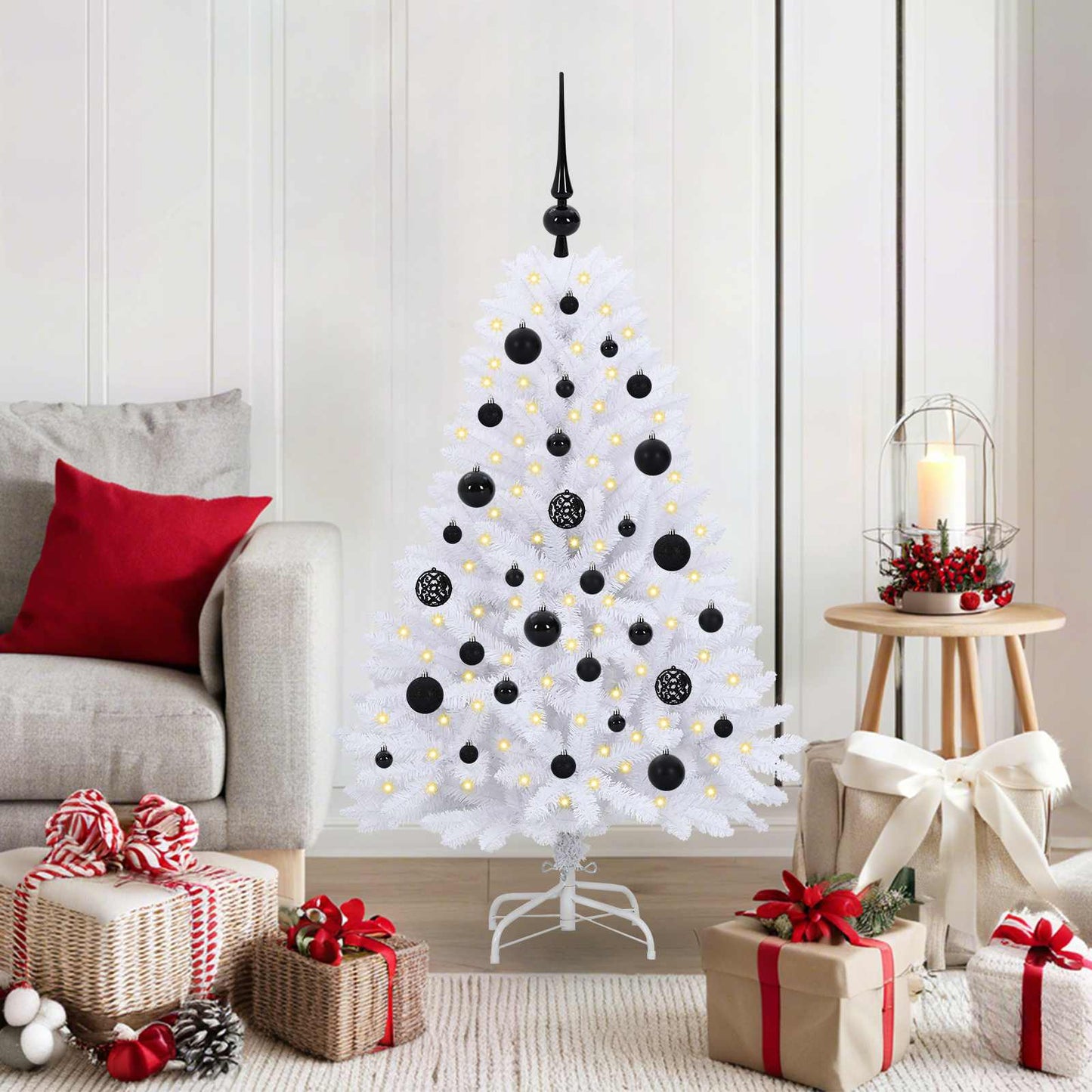 vidaXL Künstlicher klappbarer Weihnachtsbaum Weiß 120 cm PVC und Stahl