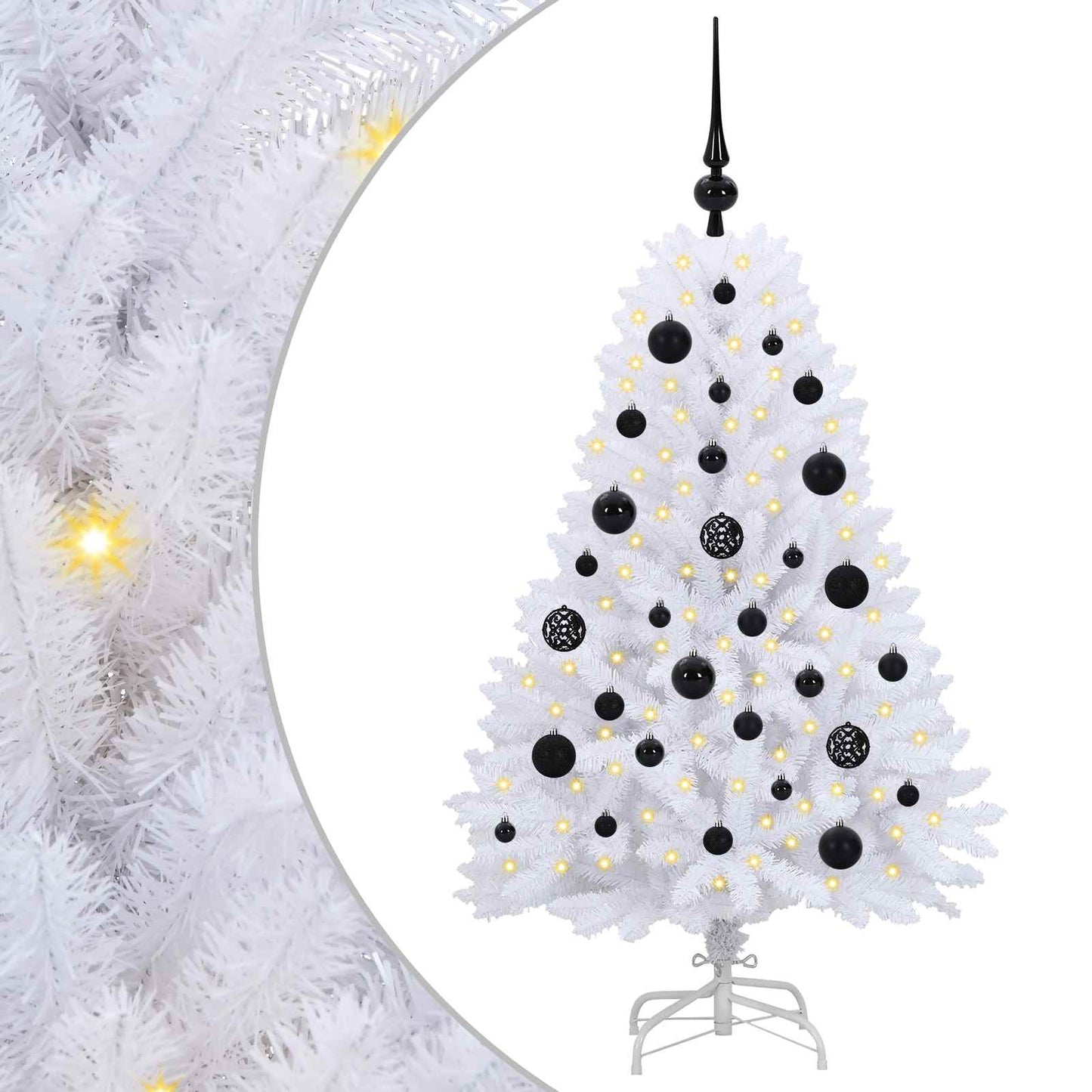vidaXL Künstlicher klappbarer Weihnachtsbaum Weiß 120 cm PVC und Stahl