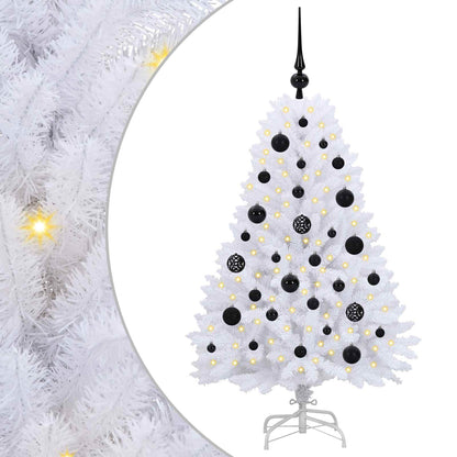 vidaXL Künstlicher klappbarer Weihnachtsbaum Weiß 120 cm PVC und Stahl