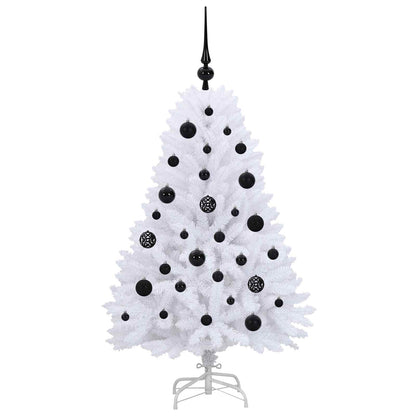 vidaXL Künstlicher klappbarer Weihnachtsbaum Weiß 120 cm PVC und Stahl