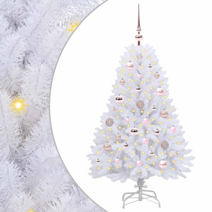 vidaXL Künstlicher klappbarer Weihnachtsbaum Weiß 120 cm PVC und Stahl