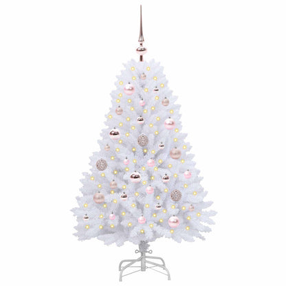 vidaXL Künstlicher klappbarer Weihnachtsbaum Weiß 120 cm PVC und Stahl