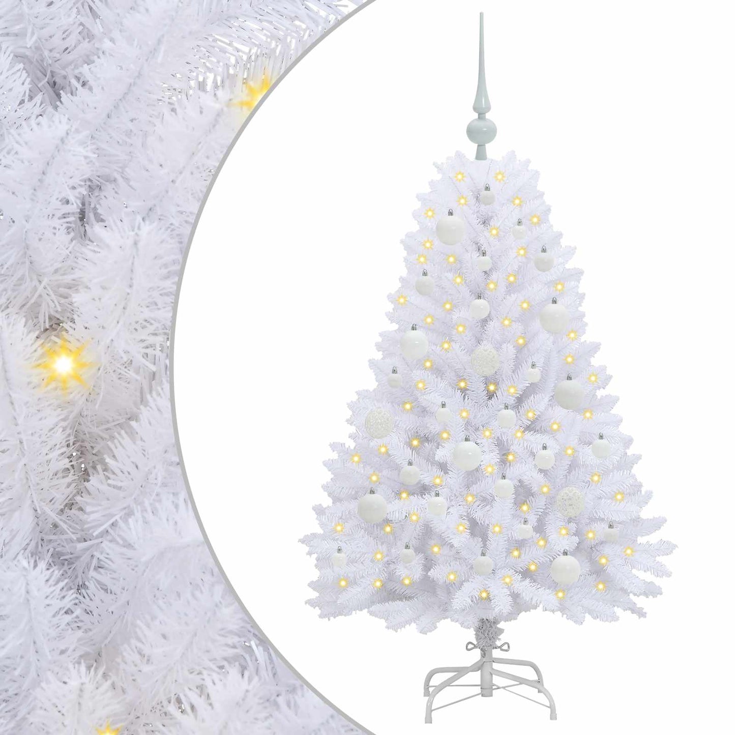 vidaXL Künstlicher klappbarer Weihnachtsbaum Weiß 120 cm PVC und Stahl