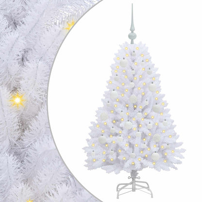 vidaXL Künstlicher klappbarer Weihnachtsbaum Weiß 120 cm PVC und Stahl