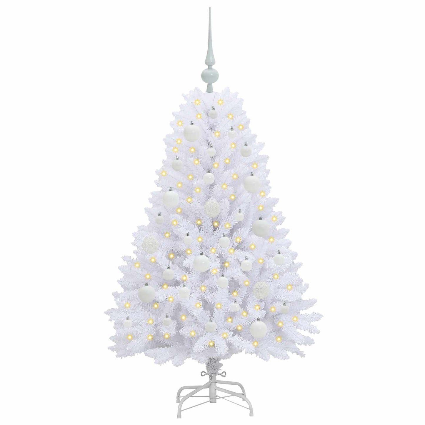 vidaXL Künstlicher klappbarer Weihnachtsbaum Weiß 120 cm PVC und Stahl