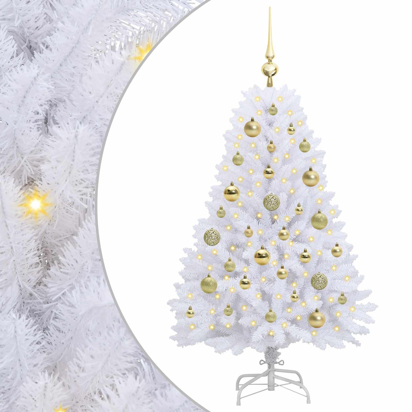 vidaXL Künstlicher klappbarer Weihnachtsbaum Weiß 120 cm PVC und Stahl