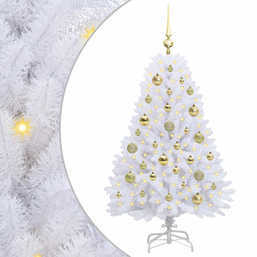 vidaXL Künstlicher klappbarer Weihnachtsbaum Weiß 120 cm PVC und Stahl