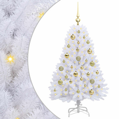 vidaXL Künstlicher klappbarer Weihnachtsbaum Weiß 120 cm PVC und Stahl