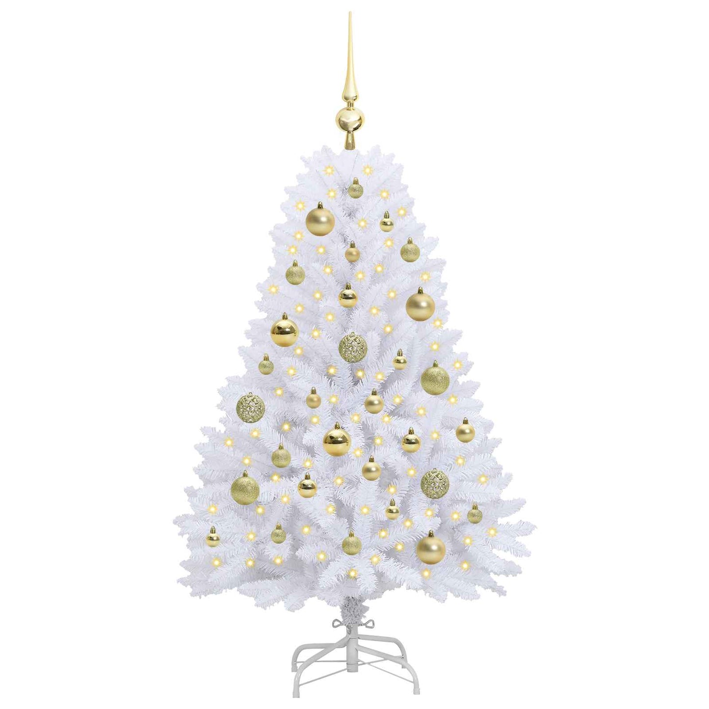 vidaXL Künstlicher klappbarer Weihnachtsbaum Weiß 120 cm PVC und Stahl