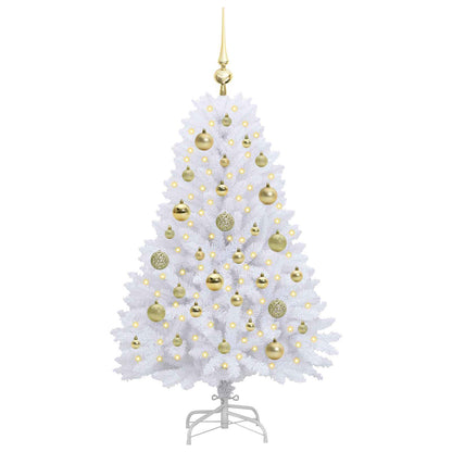 vidaXL Künstlicher klappbarer Weihnachtsbaum Weiß 120 cm PVC und Stahl