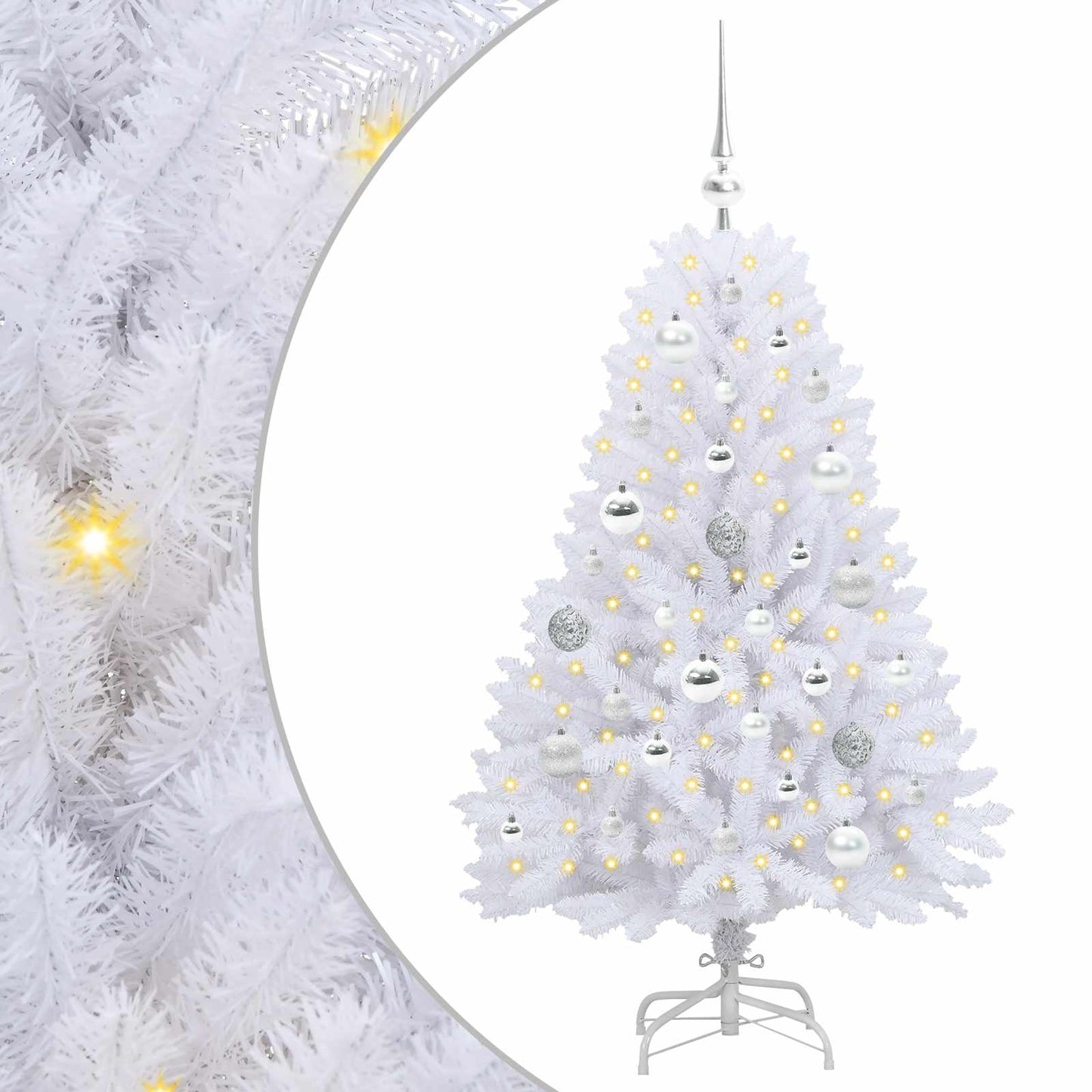 vidaXL Künstlicher klappbarer Weihnachtsbaum Weiß 120 cm PVC und Stahl