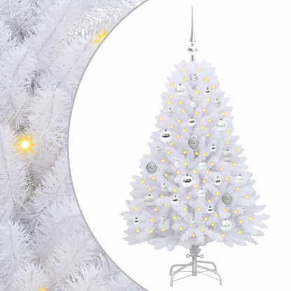 vidaXL Künstlicher klappbarer Weihnachtsbaum Weiß 120 cm PVC und Stahl