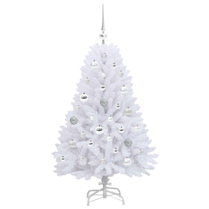 vidaXL Künstlicher klappbarer Weihnachtsbaum Weiß 120 cm PVC und Stahl