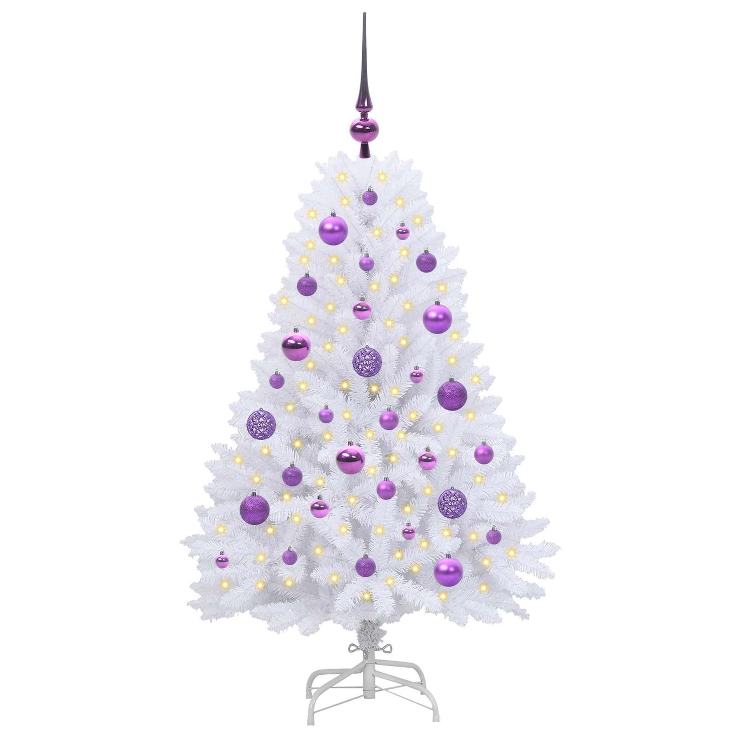 vidaXL Künstlicher klappbarer Weihnachtsbaum Weiß 120 cm PVC und Stahl