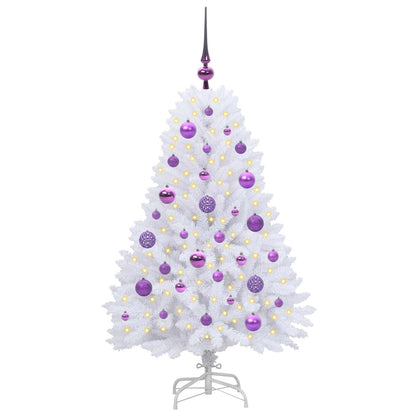 vidaXL Künstlicher klappbarer Weihnachtsbaum Weiß 120 cm PVC und Stahl