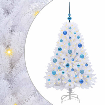 vidaXL Künstlicher klappbarer Weihnachtsbaum Weiß 120 cm PVC und Stahl