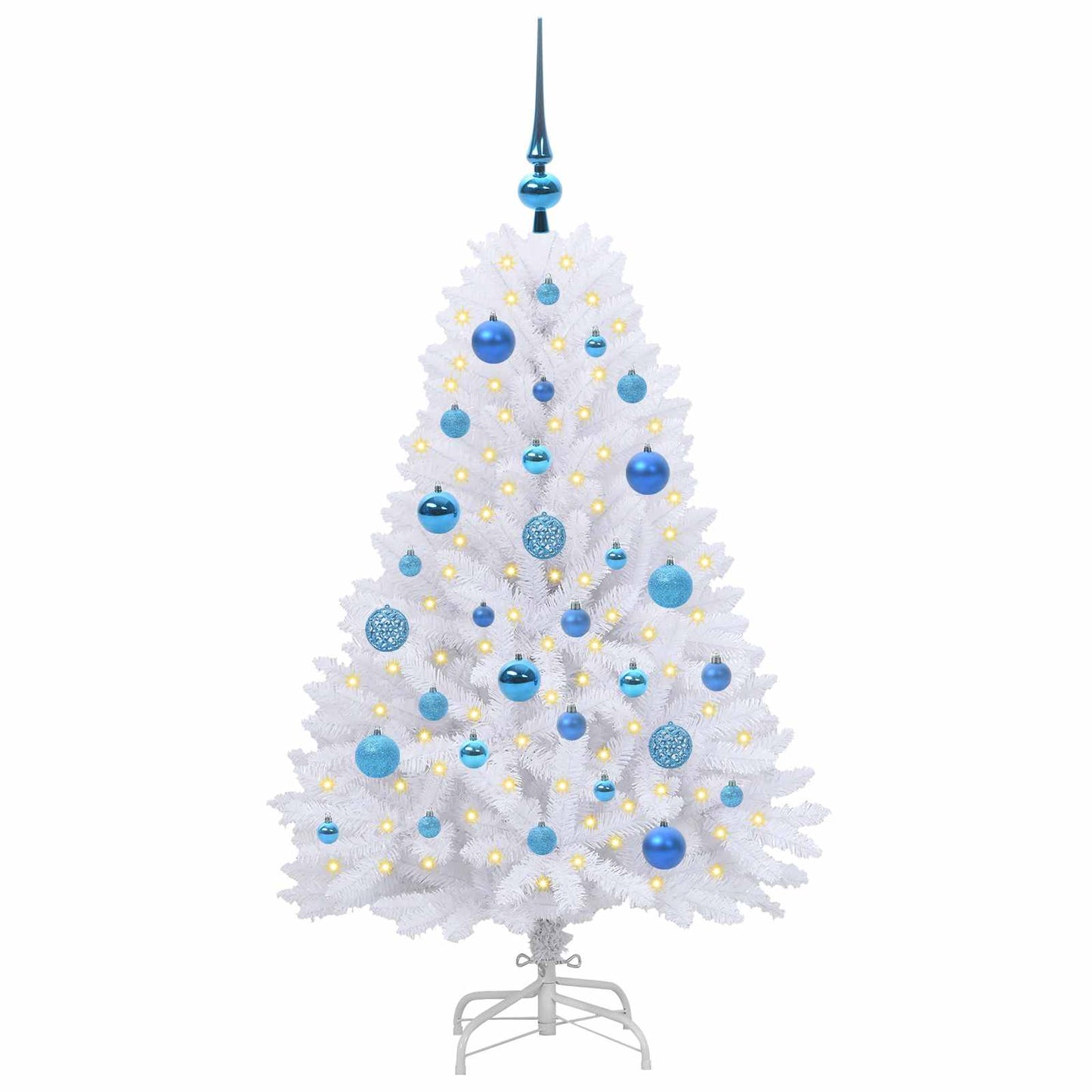 vidaXL Künstlicher klappbarer Weihnachtsbaum Weiß 120 cm PVC und Stahl