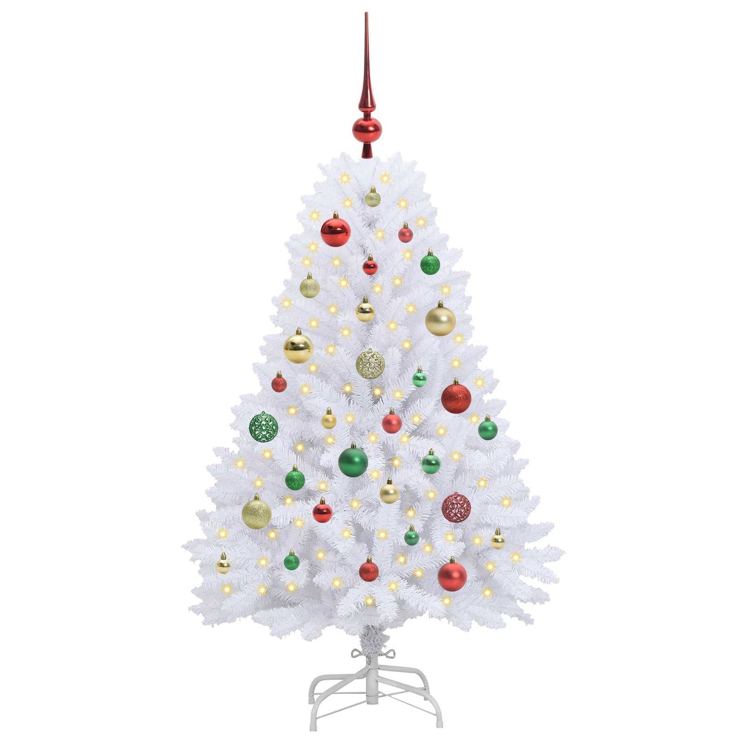 vidaXL Künstlicher klappbarer Weihnachtsbaum Weiß 120 cm PVC und Stahl