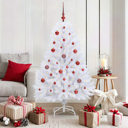 vidaXL Künstlicher klappbarer Weihnachtsbaum Weiß 150 cm PVC und Stahl