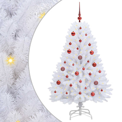 vidaXL Künstlicher klappbarer Weihnachtsbaum Weiß 150 cm PVC und Stahl