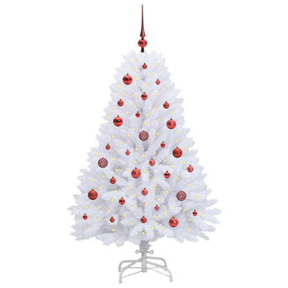 vidaXL Künstlicher klappbarer Weihnachtsbaum Weiß 150 cm PVC und Stahl