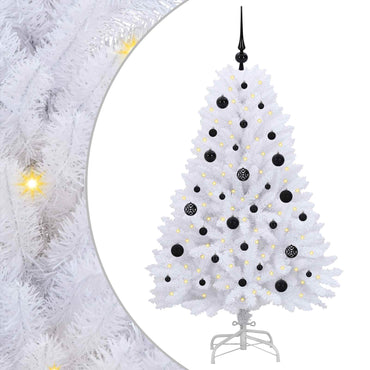vidaXL Künstlicher klappbarer Weihnachtsbaum Weiß 150 cm PVC und Stahl