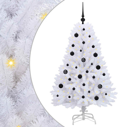 vidaXL Künstlicher klappbarer Weihnachtsbaum Weiß 150 cm PVC und Stahl