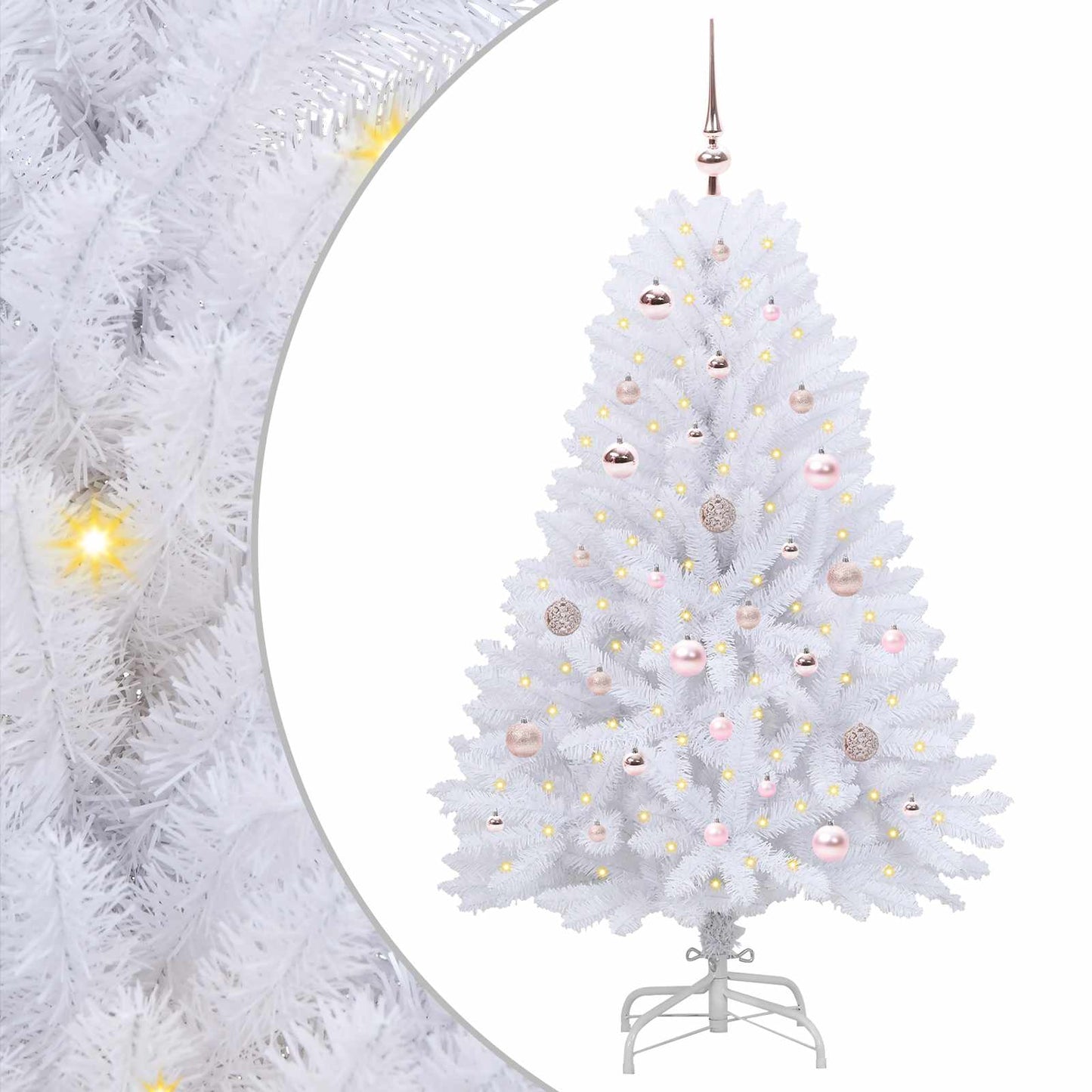 vidaXL Künstlicher klappbarer Weihnachtsbaum Weiß 150 cm PVC und Stahl