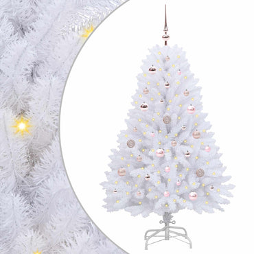 vidaXL Künstlicher klappbarer Weihnachtsbaum Weiß 150 cm PVC und Stahl