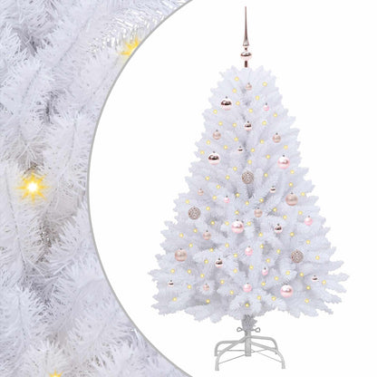 vidaXL Künstlicher klappbarer Weihnachtsbaum Weiß 150 cm PVC und Stahl