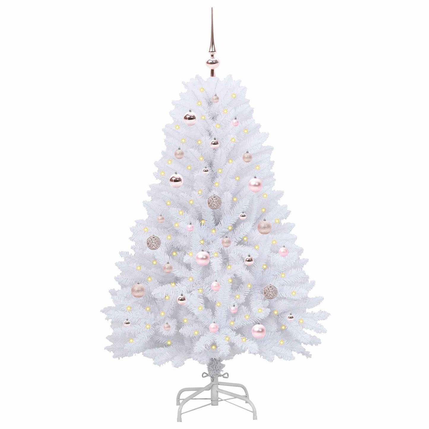 vidaXL Künstlicher klappbarer Weihnachtsbaum Weiß 150 cm PVC und Stahl