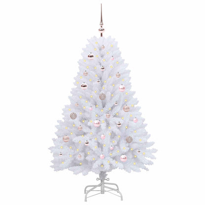 vidaXL Künstlicher klappbarer Weihnachtsbaum Weiß 150 cm PVC und Stahl