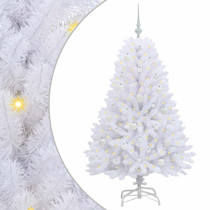 vidaXL Künstlicher klappbarer Weihnachtsbaum Weiß 150 cm PVC und Stahl