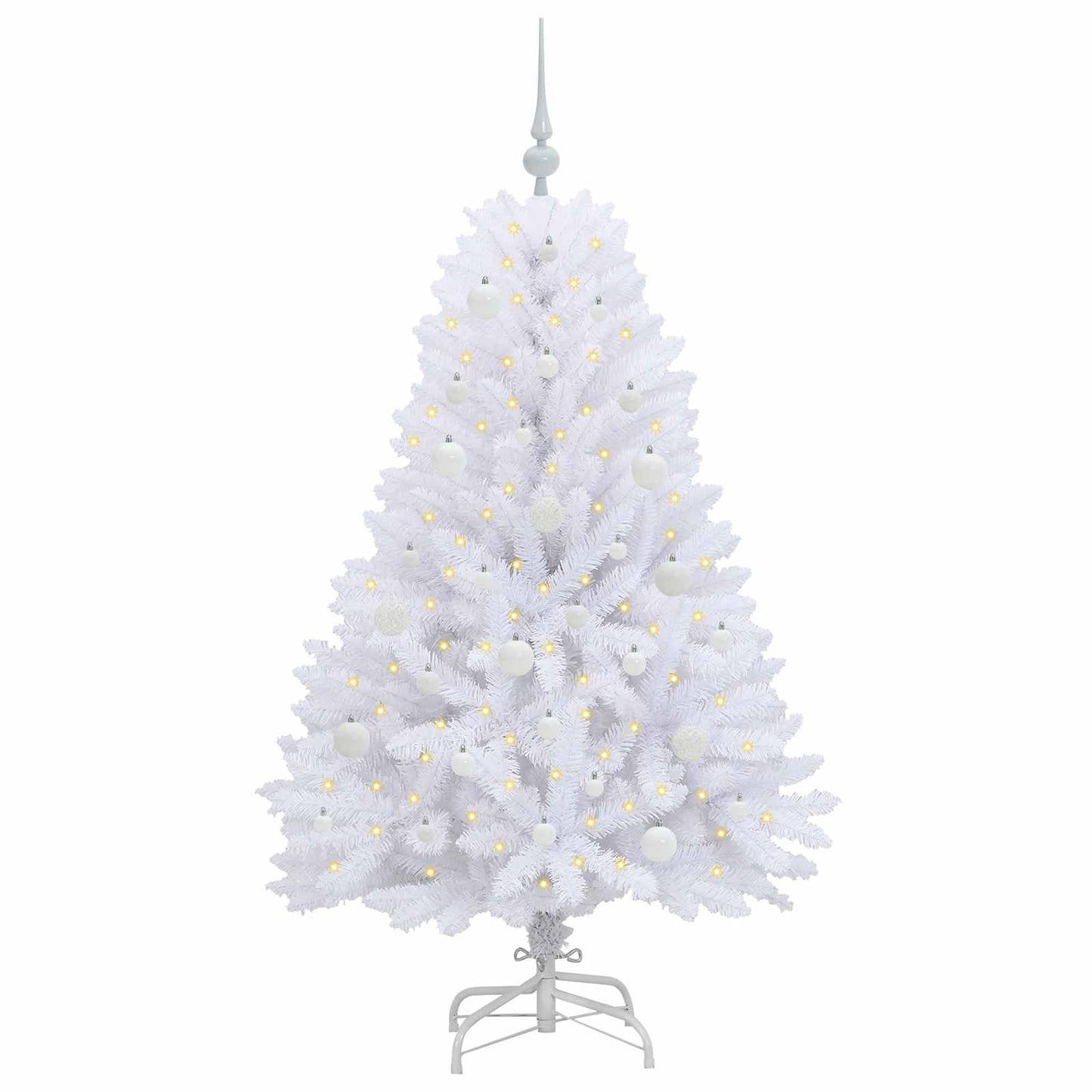 vidaXL Künstlicher klappbarer Weihnachtsbaum Weiß 150 cm PVC und Stahl