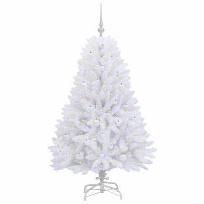 vidaXL Künstlicher klappbarer Weihnachtsbaum Weiß 150 cm PVC und Stahl