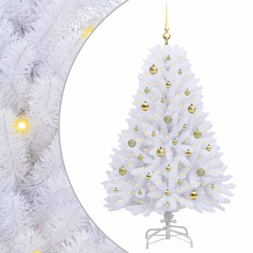 vidaXL Künstlicher klappbarer Weihnachtsbaum Weiß 150 cm PVC und Stahl