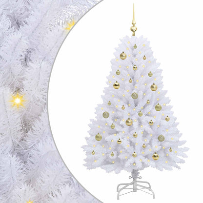 vidaXL Künstlicher klappbarer Weihnachtsbaum Weiß 150 cm PVC und Stahl