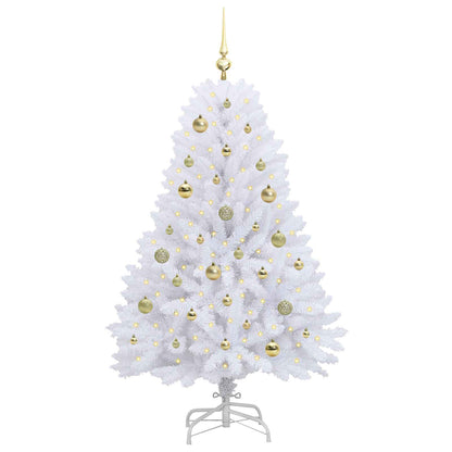vidaXL Künstlicher klappbarer Weihnachtsbaum Weiß 150 cm PVC und Stahl
