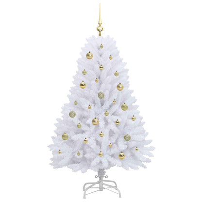 vidaXL Künstlicher klappbarer Weihnachtsbaum Weiß 150 cm PVC und Stahl