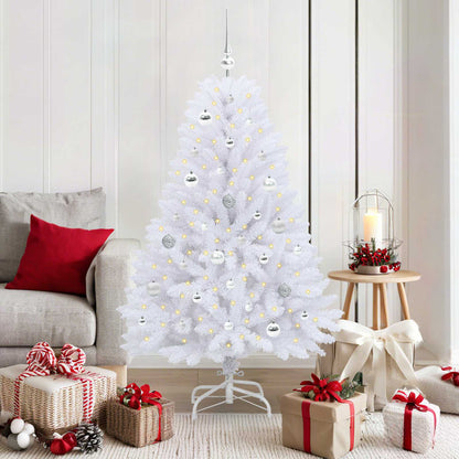 vidaXL Künstlicher klappbarer Weihnachtsbaum Weiß 150 cm PVC und Stahl