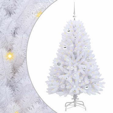vidaXL Künstlicher klappbarer Weihnachtsbaum Weiß 150 cm PVC und Stahl